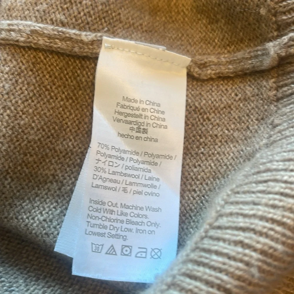 J Crew - men’s tan lambswool blend sweater with shawl collar - size XL